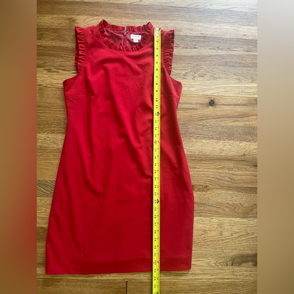 J. Crew Ruffle Shift Dress Women’s Sz 6P Red Suiting Preppy Workwear - Picture 4 of 8